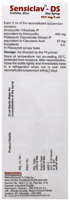 Sensiclav Ds Dry Syrup 30Ml Sensiclav Ds Dry Syrup 30Ml